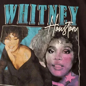 Vintage Whitney Houston Graphic Short Sleeve Tee Rare Print Size XL